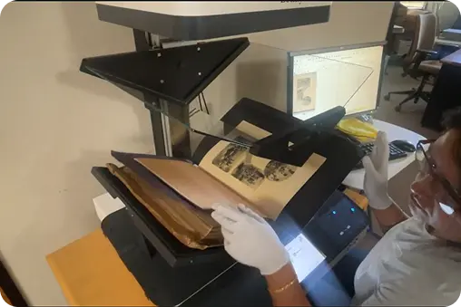 Archival book scanning with overhead scanner for digital preservation